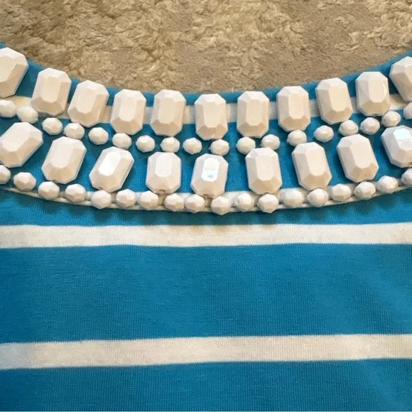 Talbots Striped Sleeveless Tank Top With Chunky Jewel Collar Size PLarge - Picture 10 of 10